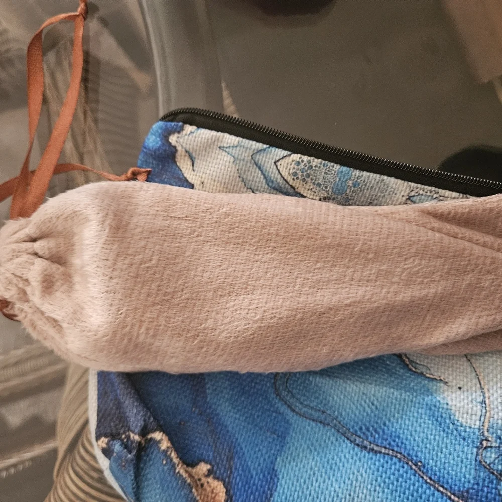 Small fabric Makeup bag with brushes